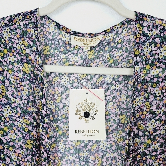 Rebellion Again Semi-Sheer Floral Duster Cardigan NWT, size XS - Picture 1 of 9